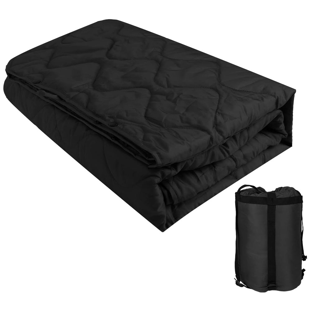 Kylebooker Camo Woobie Blanket Waterproof Poncho Liner for Outdoor Camping; Hiking; Hunting; Survival; Backpacking; Picnicking Doba Black